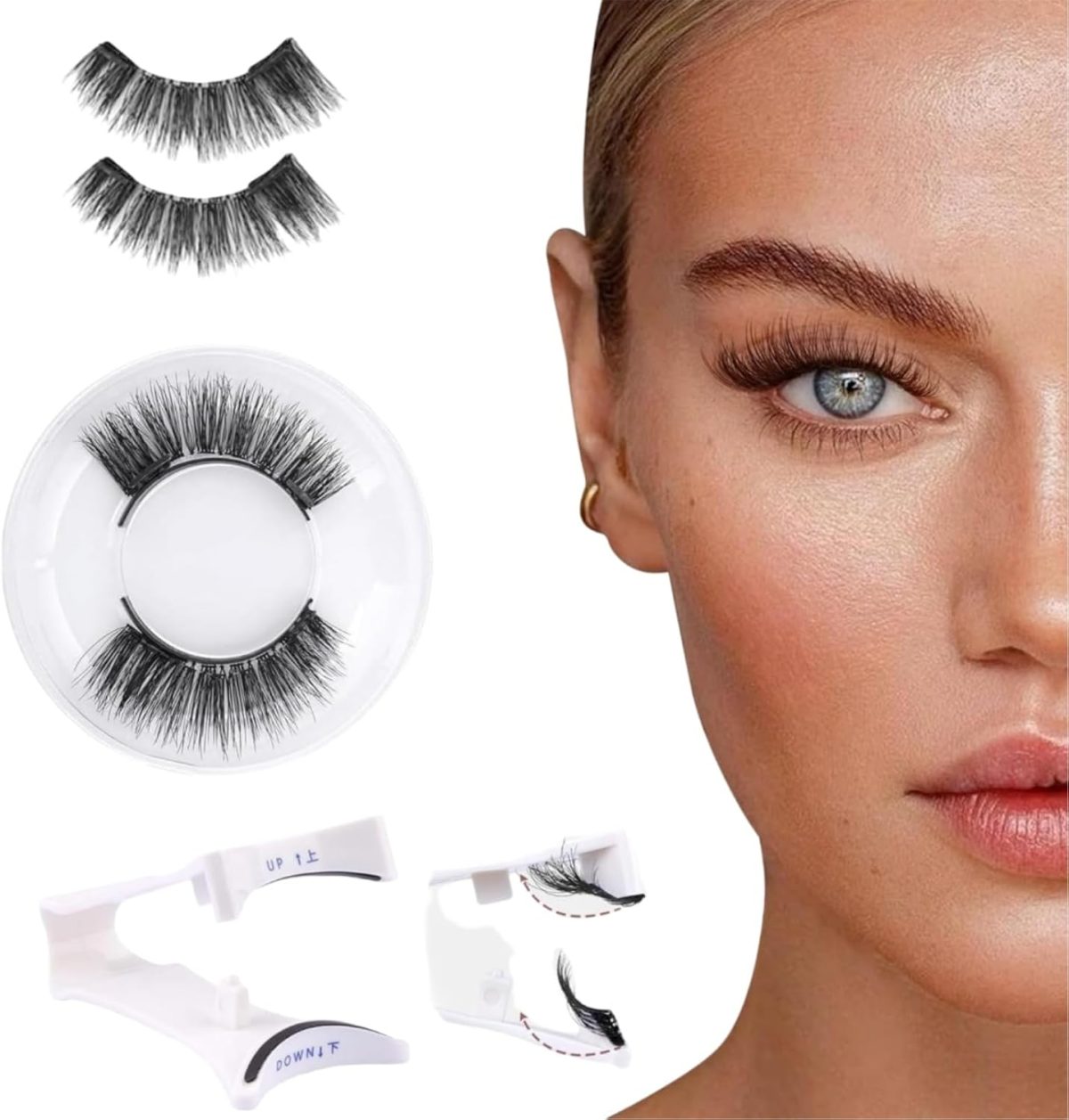 Fejytor Magnetic Eyelashes - without Eyeliner & No Glue, 2024 NEW Dual Magnetic Eyelashes with Applicator Magnetic Lashes Kit Easy to Wear and Remove (Natural L02)