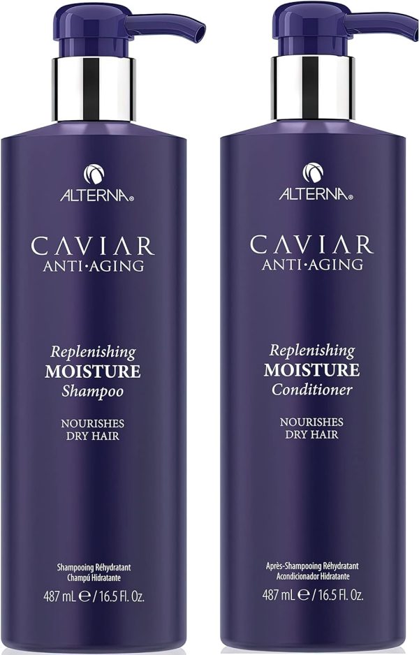 Alterna Caviar Anti-Aging Replenishing Moisture Shampoo/Conditioner, 16.5 fl. Oz (Pack of 2)