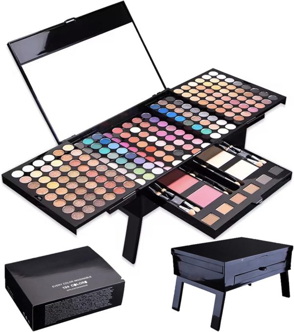 AEENAA 194-Color Shiny Eyeshadow Palette & All-in-One Makeup Kit for Women, Girls, and Kids – Best Makeup Set with Brushes, Eye Shadows, Blush, and Beauty Tools