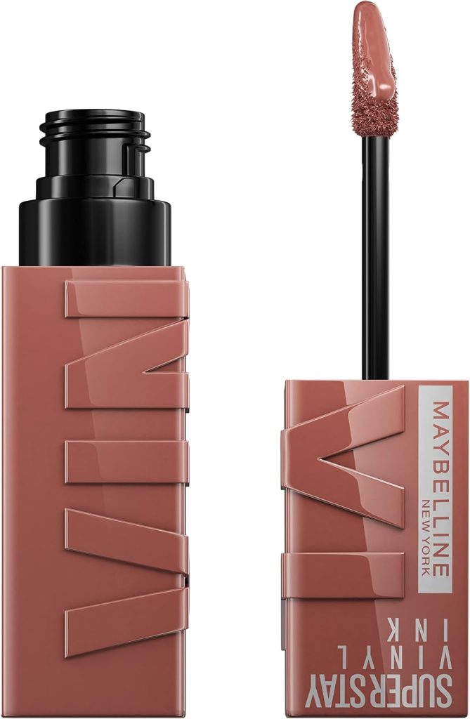 Maybelline New York Super Stay Vinyl Ink Longwear No-Budge Liquid Lipcolor, Highly Pigmented Color and Instant Shine, Punchy, Nude Lipstick, 0.14 fl oz, 1 Count