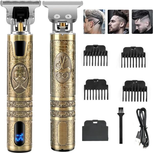 JINER Men's Hair Clipper, Professional Hair Clipper, Rechargeable Electric Shaver, Wireless LCD Screen Hair Clipper for Children and Family