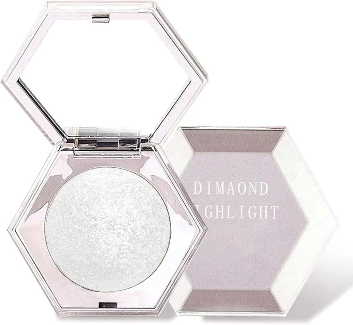 Erinde White Silver Face Highlighter Makeup Palette, Shimmer Glitter Highlighter Powder for Face Body, Natural Glossy Highlight Makeup Illuminator Highlighter Palette, Long-Lasting, Lightweight, 01#