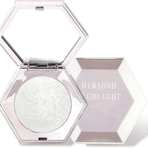 Erinde White Silver Face Highlighter Makeup Palette, Shimmer Glitter Highlighter Powder for Face Body, Natural Glossy Highlight Makeup Illuminator Highlighter Palette, Long-Lasting, Lightweight, 01#