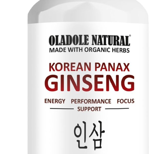 Oladole Natural Korean Red Panax Ginseng 500mg 120 Vegan Capsules for Energy Boost & Immune Support, Premium Adaptogen Formula for Stress Relief & Vitality, High Strength Ginsenosides | Non- GMO