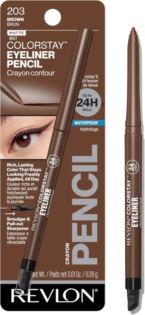 Revlon ColorStay Eyeliner Pencil For Unisex, 203 Brown, 0.28 Oz.