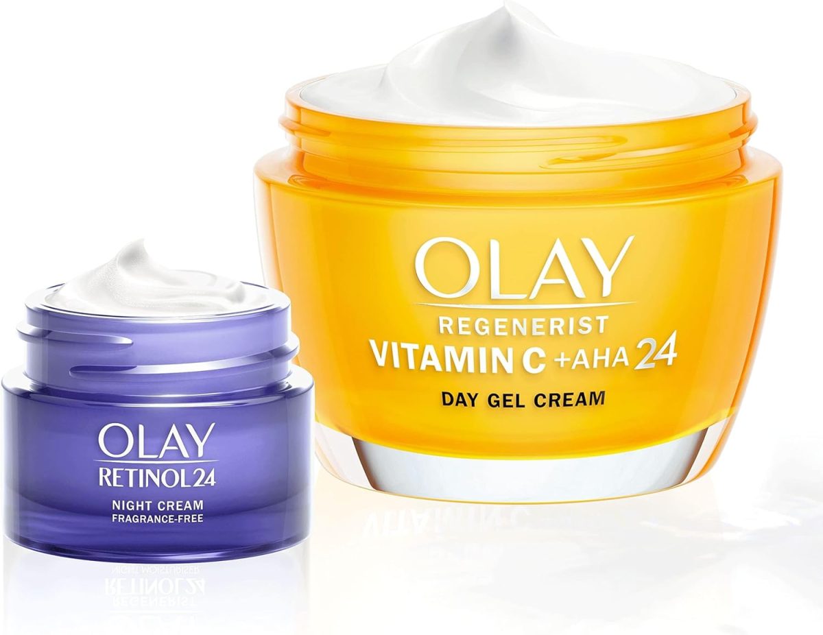 Olay Vitamin C & AHA24 Moisturiser, Face Cream with Vitamin C & AHA & Niacinamide, 50ml, Includes Olay Retinol Travel Size Night Cream, 15ml, Skin Care Sets & Kits Gifts for Women