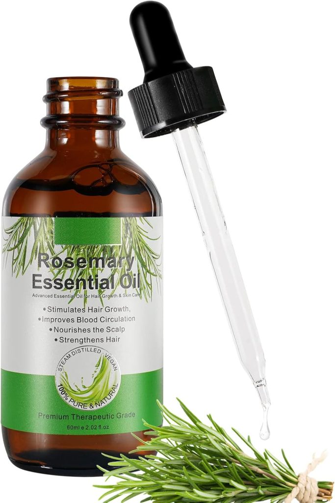 Rosemary Hair Growth Oil, Hair Loss Treatment, Stimulates Hair Growth, Strengthens Hair, Nourishes Scalp, Rid of Itchy and Dry Scalp, Improves Blood Circulation for Men and Women 2.02 Oz (60 mL)