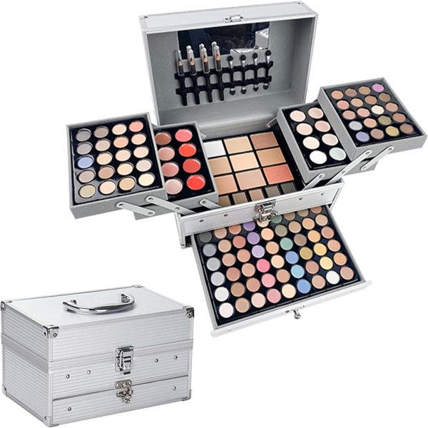 AEENAA 132 Color Matte Eyeshadow & Makeup Kit All-in-One Palette with Contour Face Powder Eyebrow Powder Brushes & More, Perfect Makeup Box set for Gifts, Woman&Girls