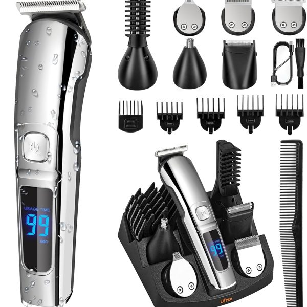 Ufree Beard Trimmer for Men, Waterproof Electric Razor for Nose, Body, Face and Mustache, Cordless Hair Clippers Shavers for Men Grooming Kit, Gifts for Men Husband Father