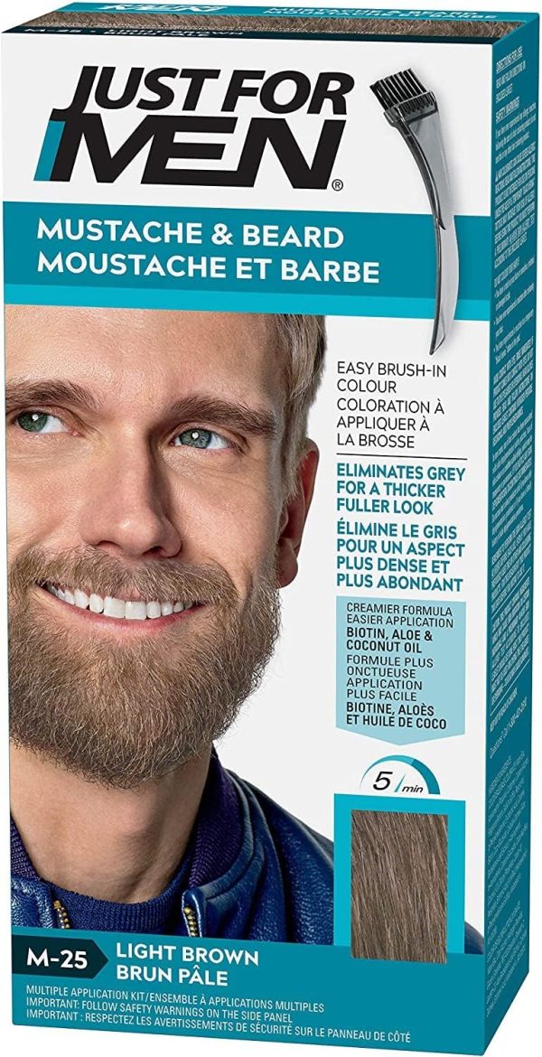 Just for Men Mustache and Beard Brush-In Color Gel (Light Brown)