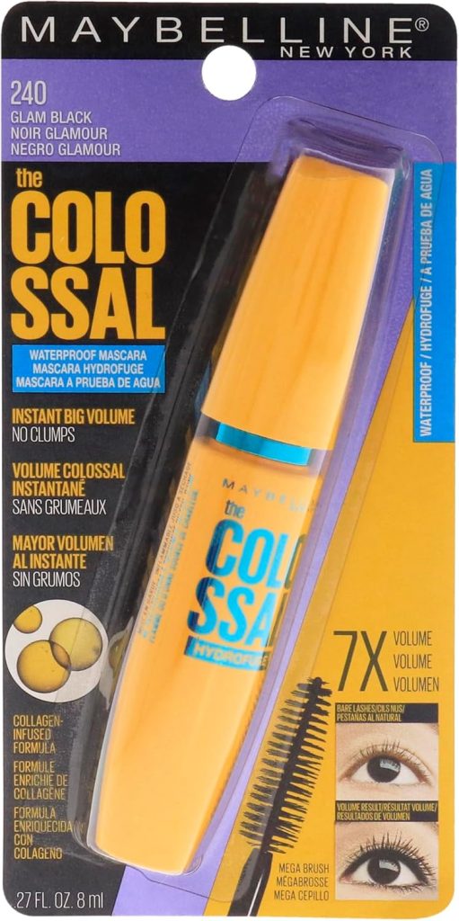 Maybelline Volum' Express The Colossal Waterproof Mascara, Volumizing, Glam Black