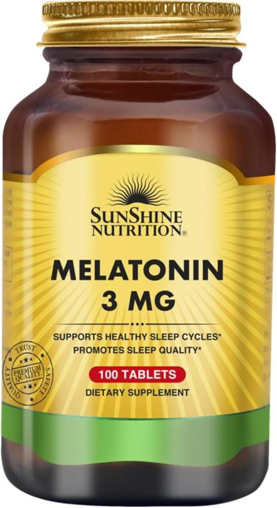 Sunshine Nutrition Melatonin 3mg I Support Healthy Sleep Cycle I Helps Stress & Anxiety Relief | Non-Habit Forming I 100 Tablets