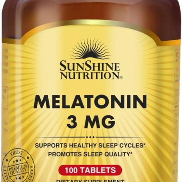 Sunshine Nutrition Melatonin 3mg I Support Healthy Sleep Cycle I Helps Stress & Anxiety Relief | Non-Habit Forming I 100 Tablets