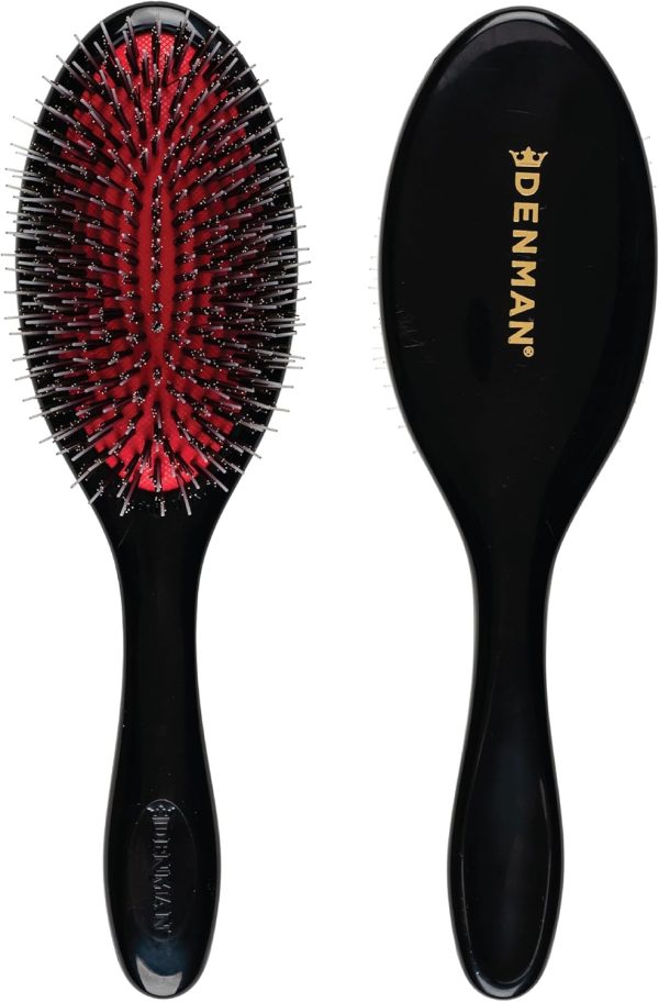 Denman D81M Medium Nylon/Bristle Cushion Hairbrush, black