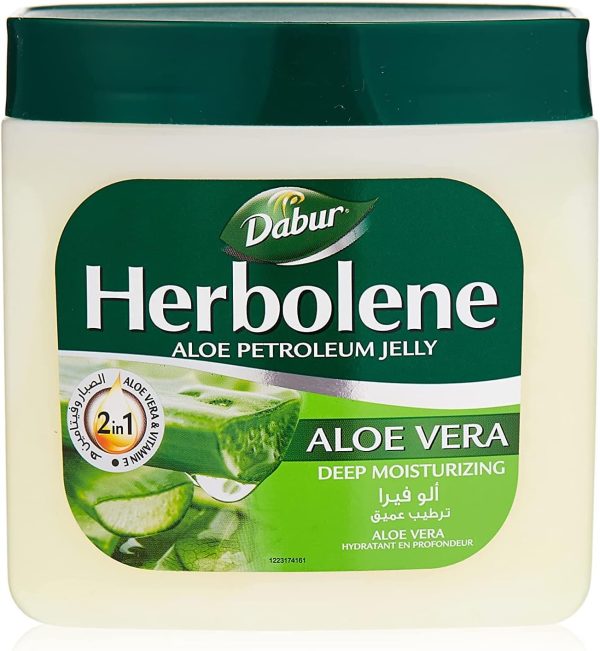 Dabur Herbolene Aloe Petroleum Jelly | Enriched with Aloe Vera and Vitamin E | For Dry and Rough Skin - 425 ml