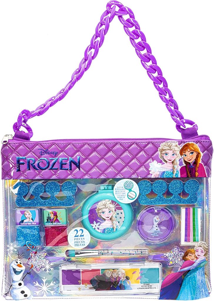 Townley Girl Disney Frozen - Townley Girl Fashion Chain Bag with Peel- Off Nail Polish, Eyeshadow, Hair Accessories, Hair Brush and More, with Rainbow Chain for Girls, Ages 6+