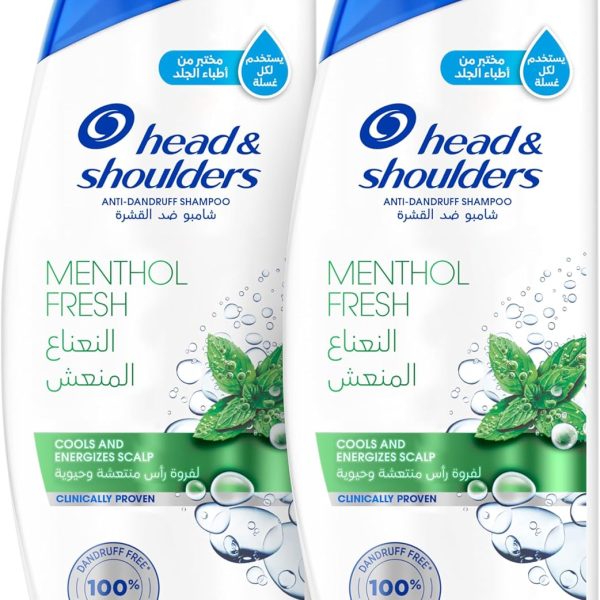 Head & Shoulders Menthol Refresh Anti-Dandruff Shampoo for Itchy Scalp, 2 x 400ml