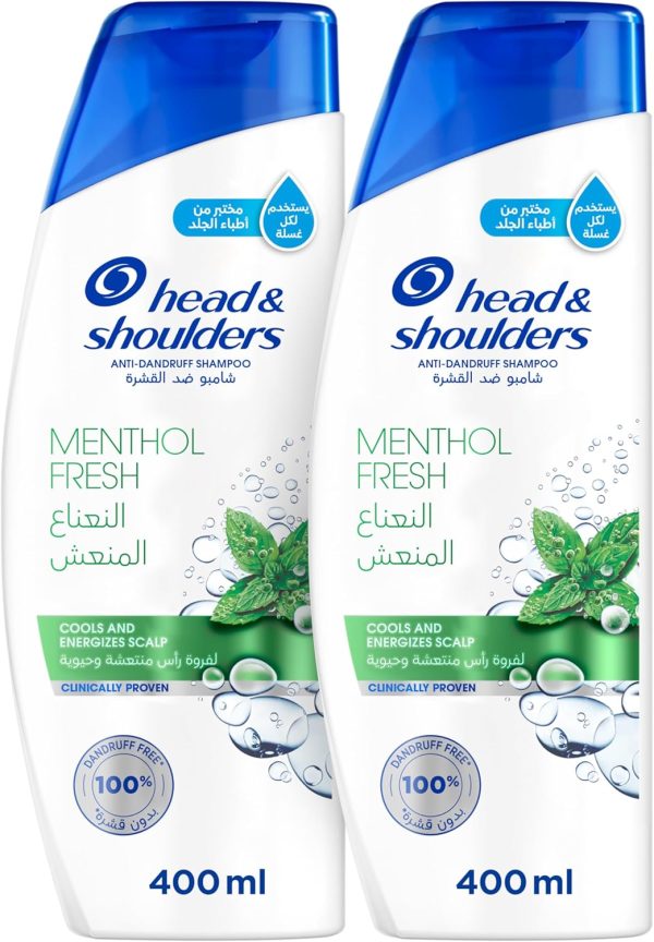 Head & Shoulders Menthol Refresh Anti-Dandruff Shampoo for Itchy Scalp, 2 x 400ml