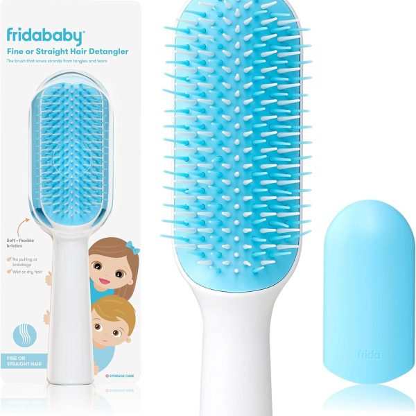 Frida Baby Fridababy Fine Or Straight Hair Detangling Kids Brush, Detangles Knots Without Tears Breakage, Comb Teeth And Bristle Design