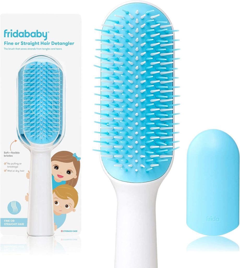 Frida Baby Fridababy Fine Or Straight Hair Detangling Kids Brush, Detangles Knots Without Tears Breakage, Comb Teeth And Bristle Design