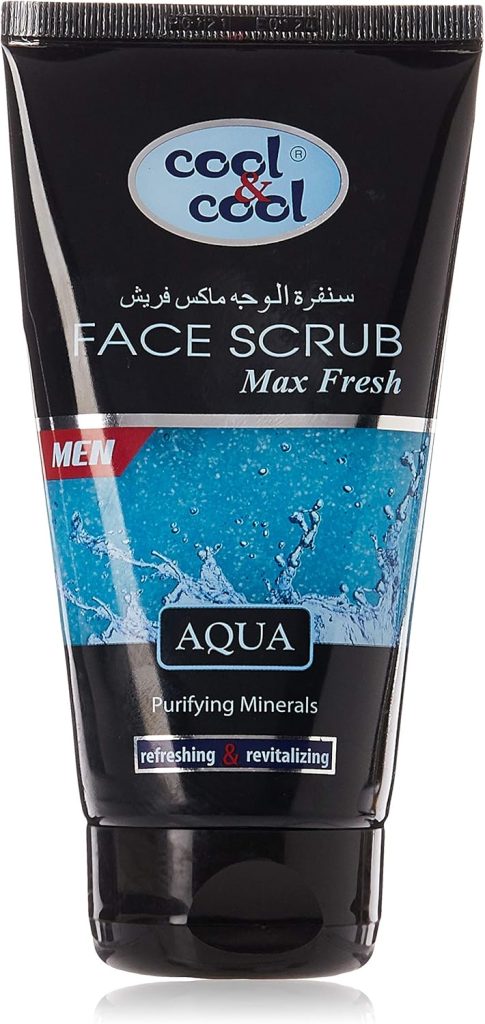 Cool & Cool Aqua Max Fresh Face Scrub for Men | Purifying Minerals, Refreshing Revitalizing, Normal to Combination Skin | 150ml | Blue