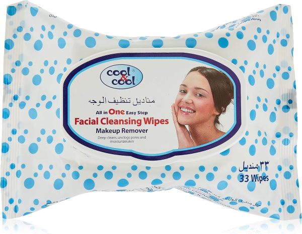 Cool & Cool Cleansing & Make Up Remover Wipes | 33's | Deep Cleans, Unclogs Pores, Moisturizes