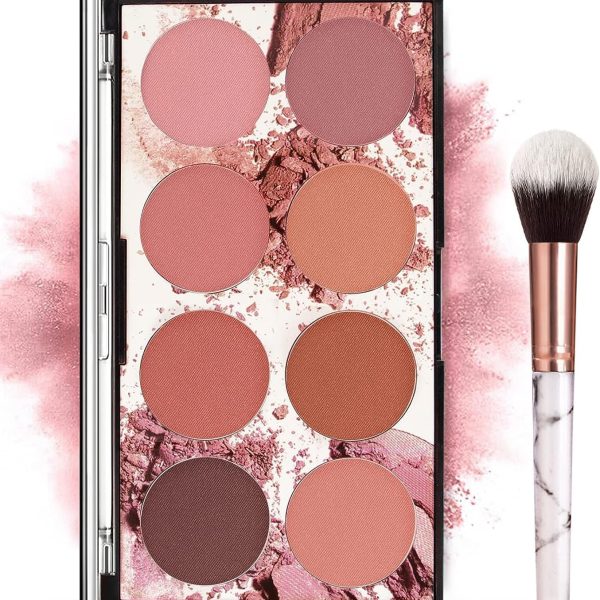 ORiTi 8 Colors Blush Palette, Matte Mineral Blush Powder Bright Shimmer Face Blush