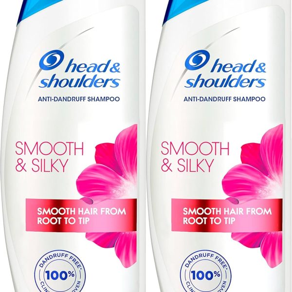 Head & Shoulders Smooth & Silky Anti-Dandruff Shampoo for Dry and Frizzy Hair, 2 x 400 ml