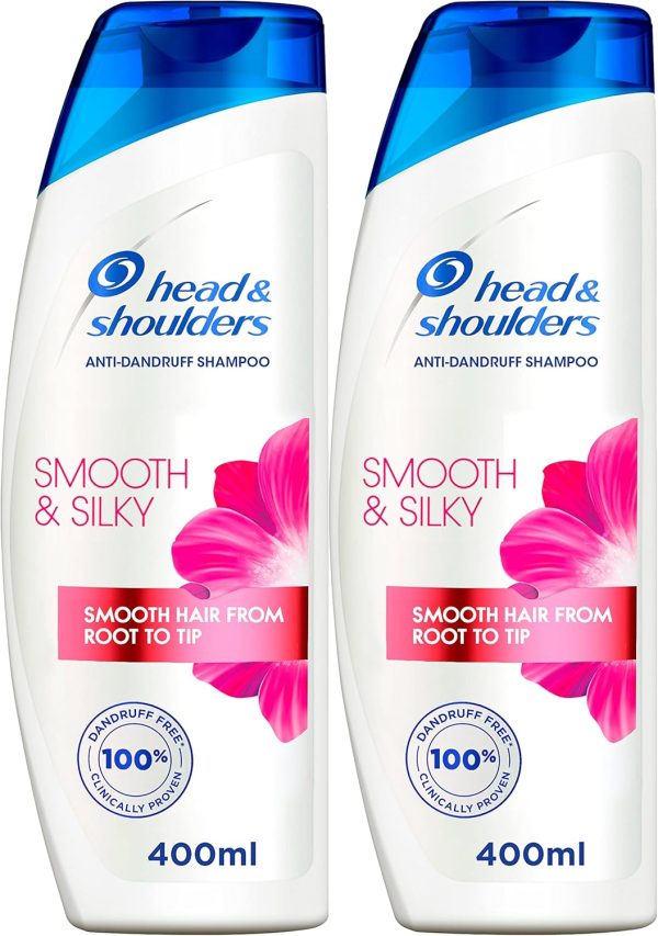 Head & Shoulders Smooth & Silky Anti-Dandruff Shampoo for Dry and Frizzy Hair, 2 x 400 ml