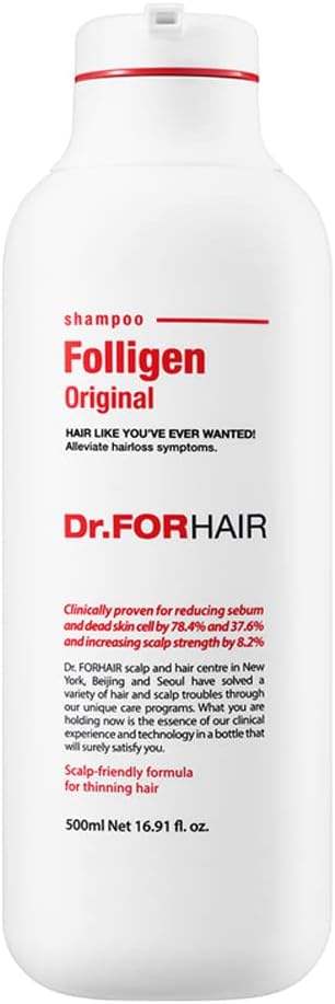 Dr.FORHAIR Folligen Original Biotin Shampoo (16.9oz) for Hair Regrowth Hair Loss Thinning Hair Relief Increase Volume Strength Thickening Treatment Root Enhancer (No Paraben, Silicone, Sulfates)