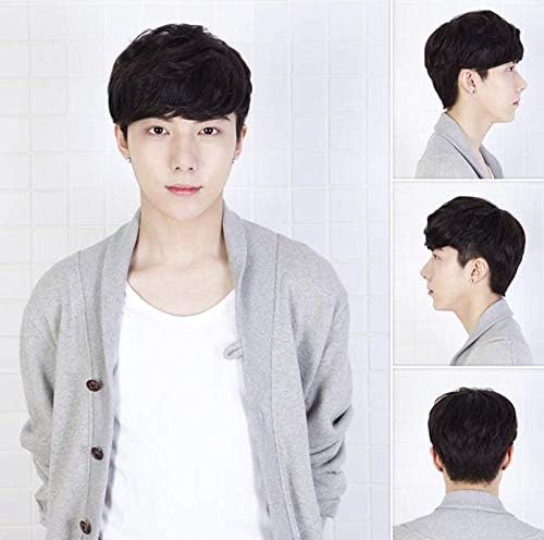 Korean lover style fashion cool men fluffy short curly wig for boy dark brown BLJ-3