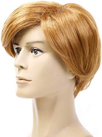 Short Blonde Male Synthetic Wigs funny Straight Men Wig with Free Hair Cap Heat Resistant mm