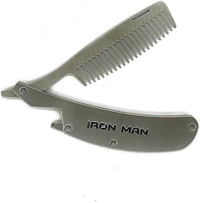 stainless steel foldable anti static mustache comb for men