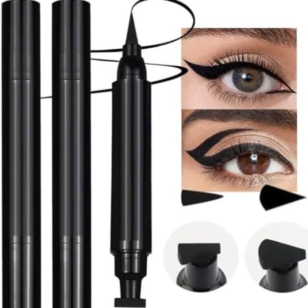 ORiTi 2Pcs Black Eyeliner and Wing Stamp Set Big Small Winged Eyeliners Stamps Cat Eye Liner Stamp Stencils Tool for Women All Eye Shapes Waterproof