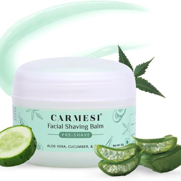 Carmesi Pre-Shave Face Shaving Balm for Women, 50g | No Razor Burns or Cuts | Shaving Balm for Face Razor | Aloe Vera, Cucumber, Neem | Non-Greasy | For All Skin Types