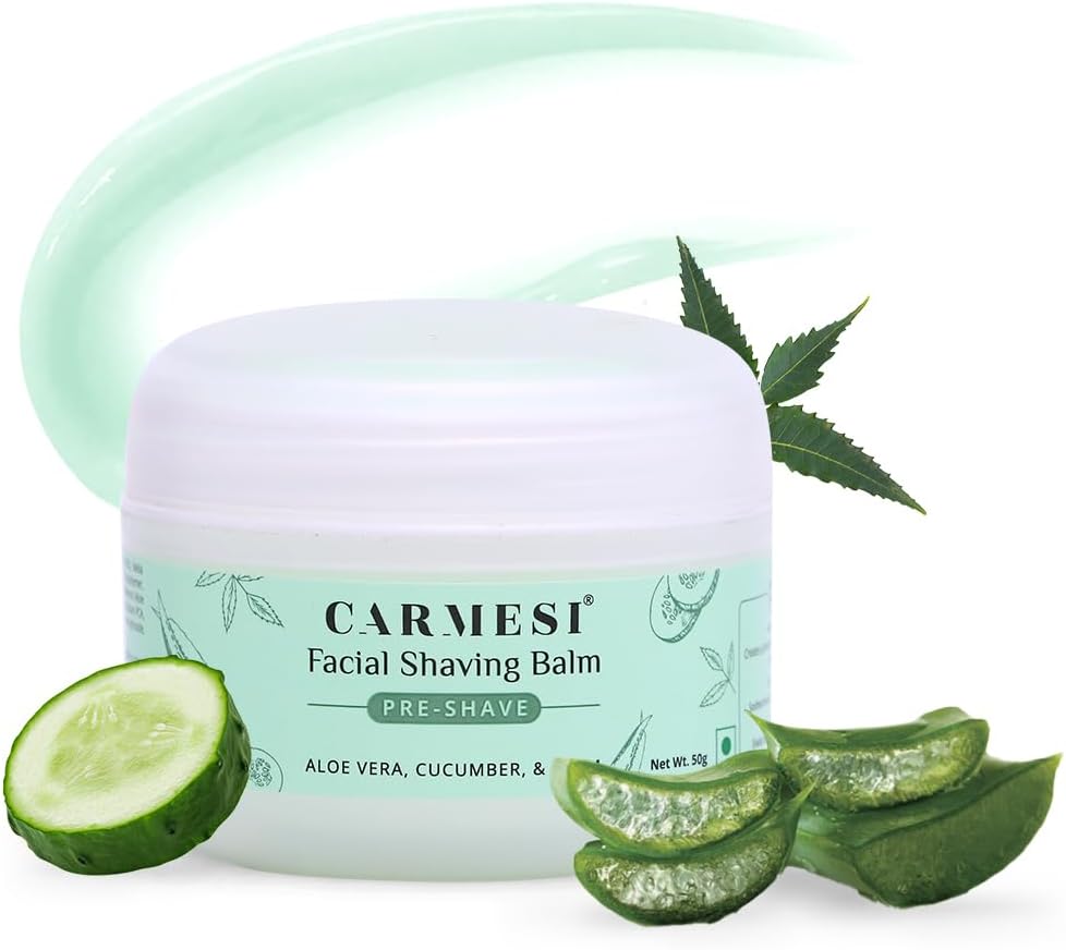 Carmesi Pre-Shave Face Shaving Balm for Women, 50g | No Razor Burns or Cuts | Shaving Balm for Face Razor | Aloe Vera, Cucumber, Neem | Non-Greasy | For All Skin Types