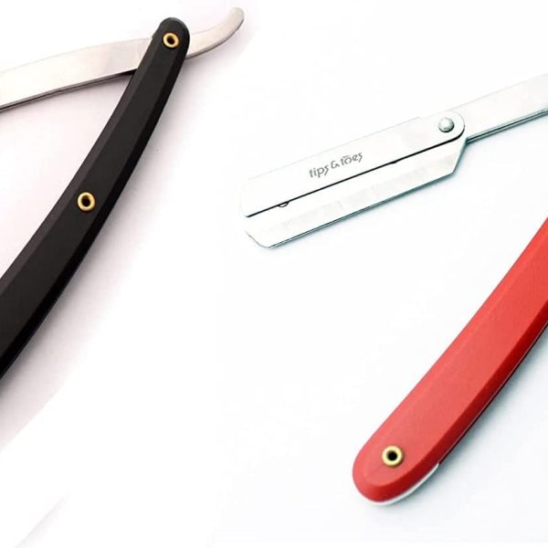 Tips&Toes Professional Straight Razor for Classic Shaving, Stainless Steel Handle