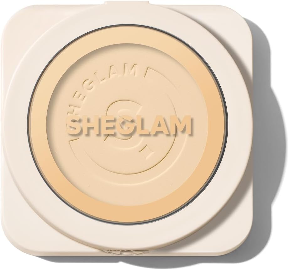 SHEGLAM SKin-Focus Full Coverage Powder Foundation Oil-Control Lightweight Face Pressed Powder Makeup-Linen