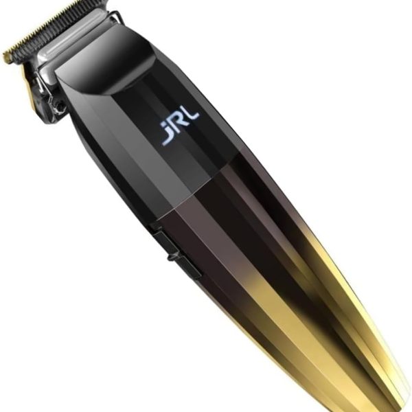 JRL Professional | FreshFade 2020T-G Gold Trimmer | Professional Hair Trimmer w/Cool Blade Technology | Rechargeable w/Stainless Steel Blades and Corrosion Proof (GOLD), Black