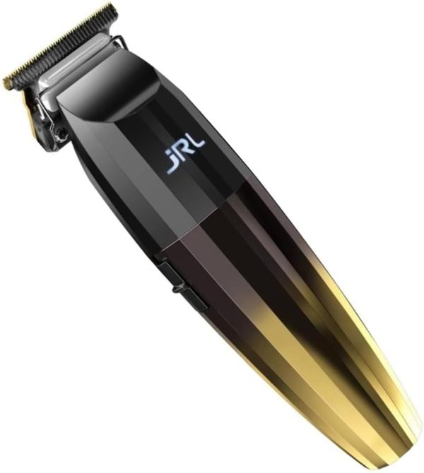 JRL Professional | FreshFade 2020T-G Gold Trimmer | Professional Hair Trimmer w/Cool Blade Technology | Rechargeable w/Stainless Steel Blades and Corrosion Proof (GOLD), Black