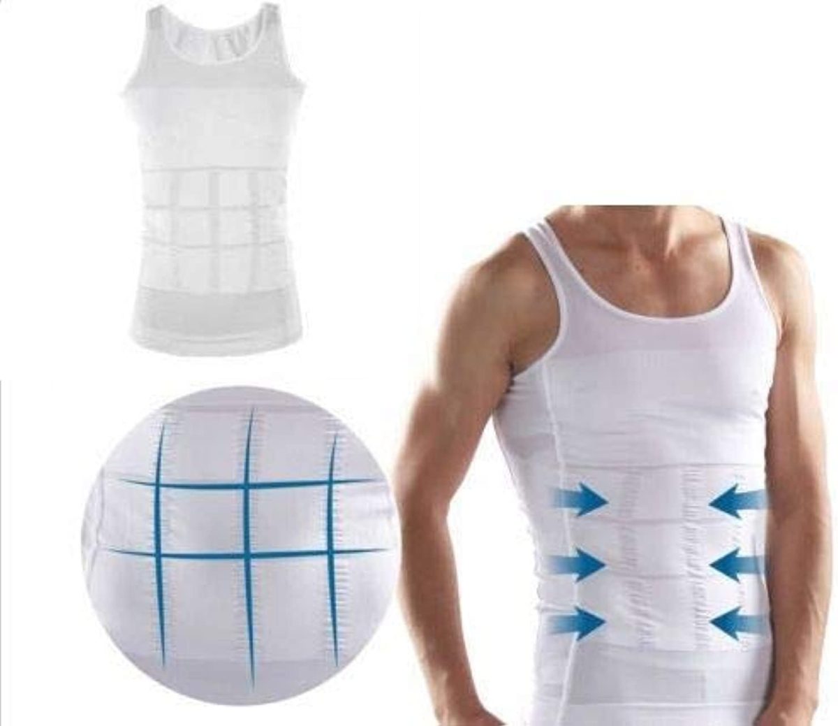 Men's White Corset Firming Body, Size Medium - M