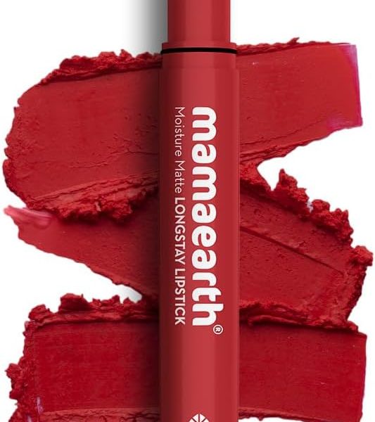 Mamaearth Moisture Matte Longstay Lipstick with Avocado Oil & Vitamin E for 12 Hour Long Stay - 07 Raspberry Scarlet - 2 g