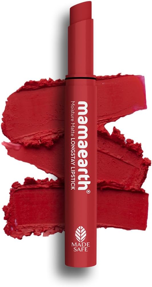 Mamaearth Moisture Matte Longstay Lipstick with Avocado Oil & Vitamin E for 12 Hour Long Stay - 07 Raspberry Scarlet - 2 g