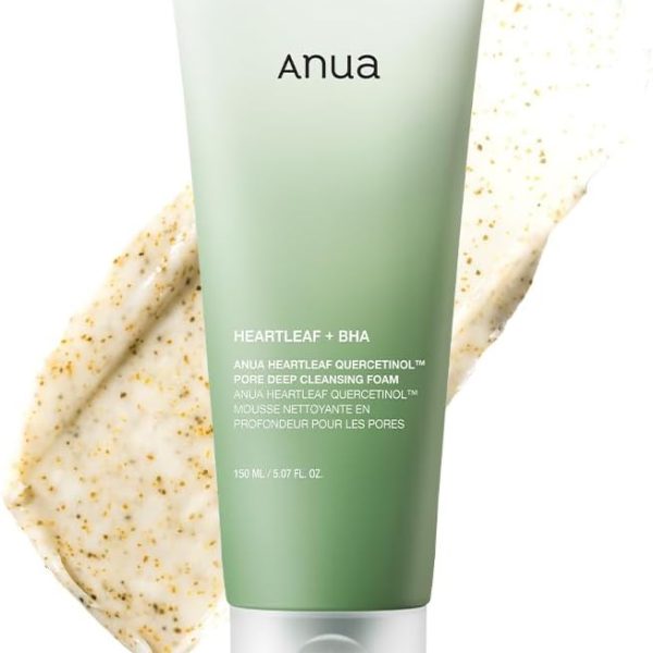 ANUA Heartleaf Quercetinol Pore Deep Cleansing Foam, Facial Cleanser, for Double Cleansing, BHA, Hyaluronic Acid, Glycerin, Face Wash, Blackhead Remover, (150ml/5.07 fl.oz.)