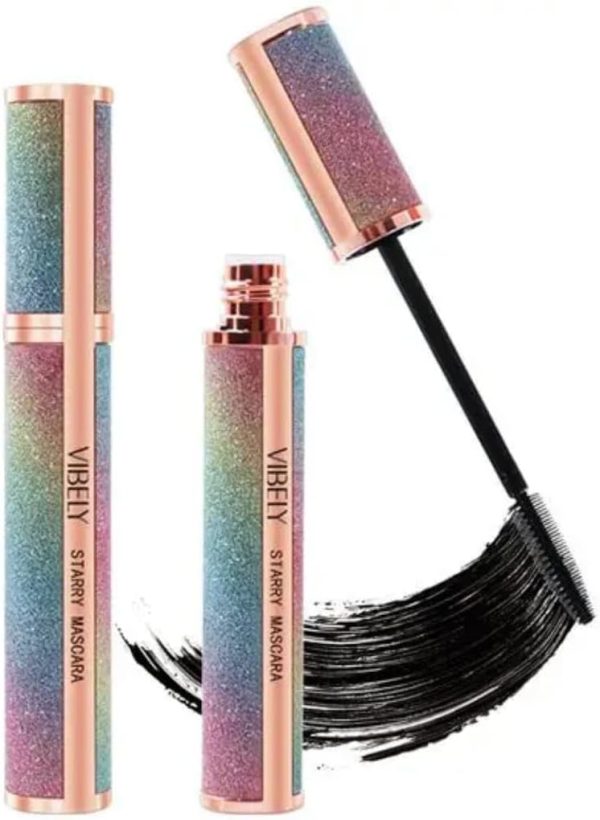 [VIBELY Starry Mascara] Volumizing & Lengthening with Iridescent Holographic Tube - Stunning Lash Definition & All-Day Hold.4D Starry Lash Mascara: Waterproof,Thick, Long-Lasting Lashes for All Skin''