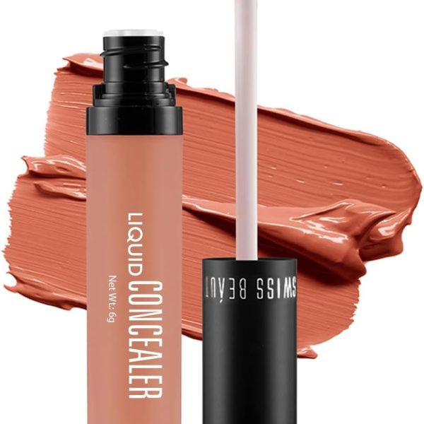 Swiss Beauty Liquid Light Weight Concealer With Full Coverage |Easily Blendable Concealer For Face Makeup With Matte Finish | Shade- Orange, 6g