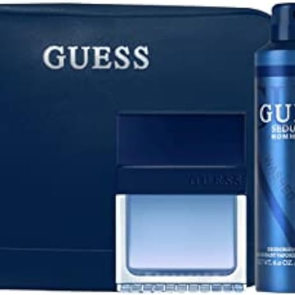 GUESS SEDUCTIVE BLUE (M) SET EDT 100ML + 100ML SG + 226ML BODY SPRAY+ POUCH