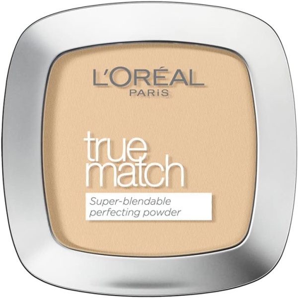 L'Oréal Paris Powder Foundation, Super-Blendable, With Hyaluronic Acid, Light Texture for a Flawless Finish, True Match Perfecting Powder, W1