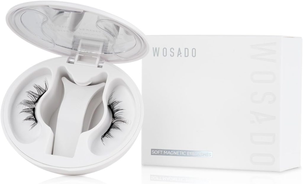 WOSADO Magnetic Eyelashes with Applicator Kit, No.12+ Iris Black Plus, Reusable Magnetic lashes with applicator, Glue-free False Lashes, Waterproof, Lightweight, Suit for Natural Makeup