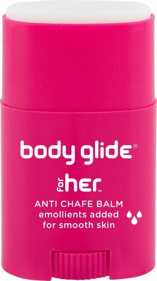 Body Glide For Her Anti Chafe Balm | Chafing stick with added emollients | Great for dry, sensitive skin and/or sensitive areas | Use on chest, bra, butt, groin, arm, and thigh chafing | 0.8oz